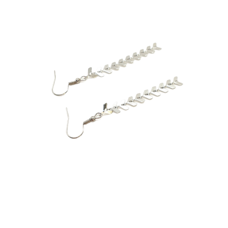 earrings steel silver long leaf